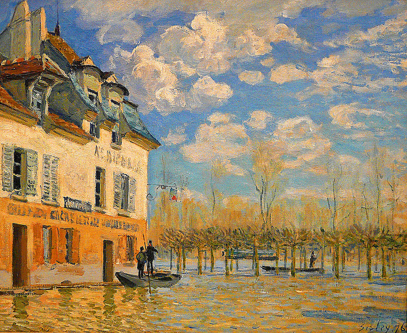 Alfred Sisley, Boat in the Flood at Pont-Marly